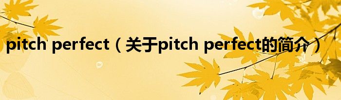 pitch perfect（關(guān)于pitch perfect的簡(jiǎn)介）