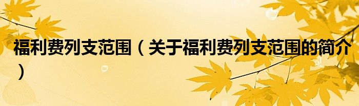 福利費(fèi)列支范圍（關(guān)于福利費(fèi)列支范圍的簡介）