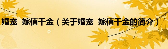 婚寵  嫁值千金（關于婚寵  嫁值千金的簡介）