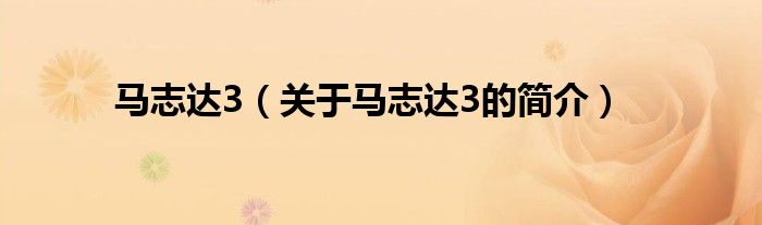 馬志達(dá)3（關(guān)于馬志達(dá)3的簡介）