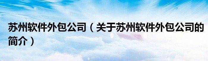 蘇州軟件外包公司（關(guān)于蘇州軟件外包公司的簡(jiǎn)介）