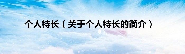個人特長（關(guān)于個人特長的簡介）