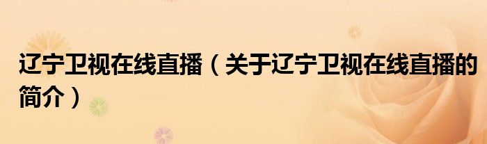 遼寧衛(wèi)視在線直播（關(guān)于遼寧衛(wèi)視在線直播的簡(jiǎn)介）