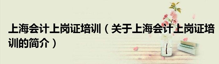 上海會計上崗證培訓（關(guān)于上海會計上崗證培訓的簡介）