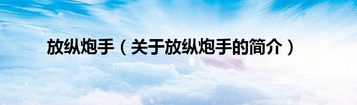 放縱炮手（關(guān)于放縱炮手的簡介）