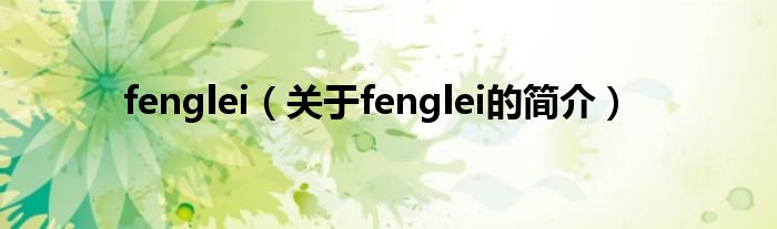 fenglei（關于fenglei的簡介）