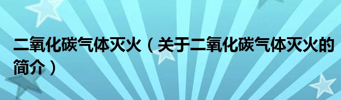 二氧化碳?xì)怏w滅火（關(guān)于二氧化碳?xì)怏w滅火的簡介）
