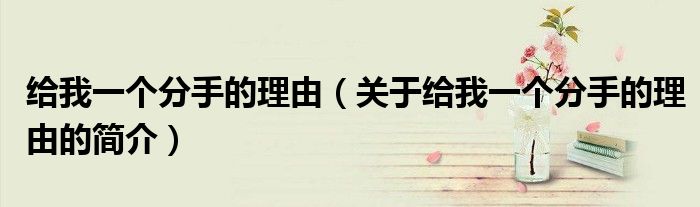 給我一個(gè)分手的理由（關(guān)于給我一個(gè)分手的理由的簡(jiǎn)介）