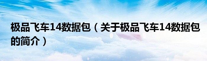 極品飛車14數據包（關于極品飛車14數據包的簡介）