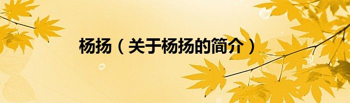 楊揚（關(guān)于楊揚的簡介）