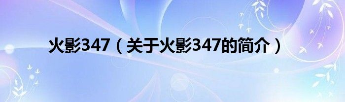 火影347（關(guān)于火影347的簡介）
