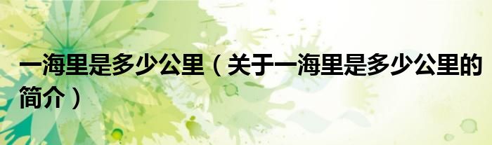 一海里是多少公里（關(guān)于一海里是多少公里的簡介）