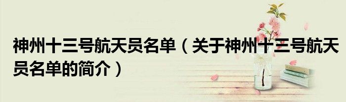 神州十三號(hào)航天員名單（關(guān)于神州十三號(hào)航天員名單的簡(jiǎn)介）