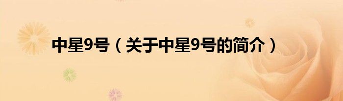 中星9號(hào)（關(guān)于中星9號(hào)的簡(jiǎn)介）