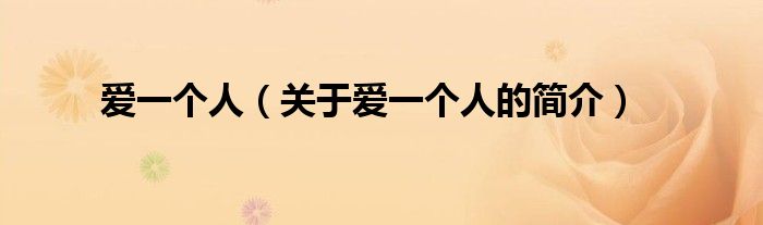 愛一個(gè)人（關(guān)于愛一個(gè)人的簡介）