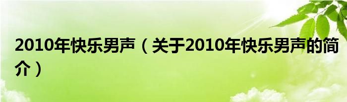 2010年快樂(lè)男聲（關(guān)于2010年快樂(lè)男聲的簡(jiǎn)介）