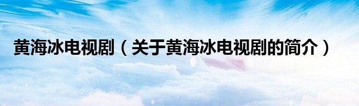 黃海冰電視?。P(guān)于黃海冰電視劇的簡介）