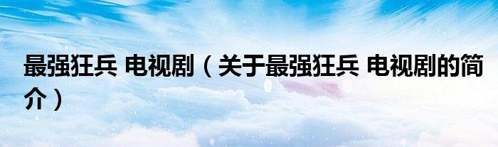 最強狂兵 電視劇（關于最強狂兵 電視劇的簡介）