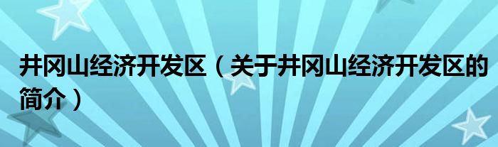 井岡山經(jīng)濟開發(fā)區(qū)（關(guān)于井岡山經(jīng)濟開發(fā)區(qū)的簡介）