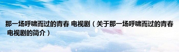 那一場(chǎng)呼嘯而過(guò)的青春 電視?。P(guān)于那一場(chǎng)呼嘯而過(guò)的青春 電視劇的簡(jiǎn)介）