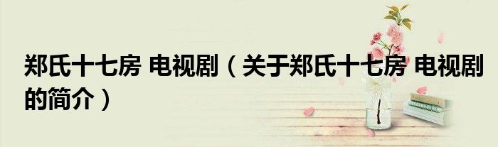 鄭氏十七房 電視?。P(guān)于鄭氏十七房 電視劇的簡介）