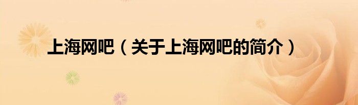 上海網(wǎng)吧（關(guān)于上海網(wǎng)吧的簡介）