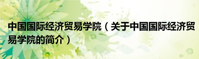 中國國際經(jīng)濟貿(mào)易學(xué)院（關(guān)于中國國際經(jīng)濟貿(mào)易學(xué)院的簡介）