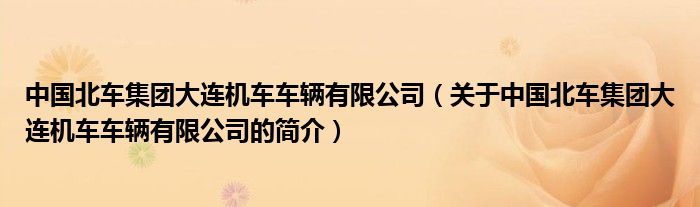 中國北車集團(tuán)大連機車車輛有限公司（關(guān)于中國北車集團(tuán)大連機車車輛有限公司的簡介）
