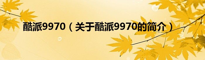 酷派9970（關于酷派9970的簡介）