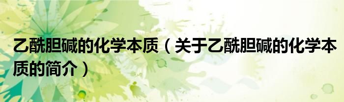 乙酰膽堿的化學本質（關于乙酰膽堿的化學本質的簡介）