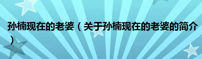 孫楠現(xiàn)在的老婆（關(guān)于孫楠現(xiàn)在的老婆的簡(jiǎn)介）