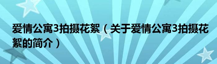 愛情公寓3拍攝花絮（關(guān)于愛情公寓3拍攝花絮的簡(jiǎn)介）