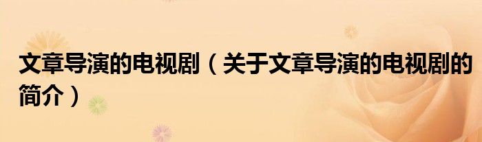 文章導(dǎo)演的電視?。P(guān)于文章導(dǎo)演的電視劇的簡介）