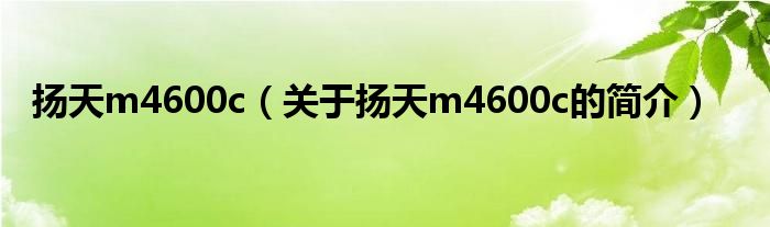 揚(yáng)天m4600c（關(guān)于揚(yáng)天m4600c的簡(jiǎn)介）
