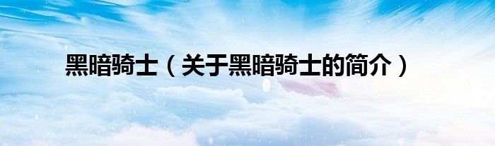 黑暗騎士（關于黑暗騎士的簡介）