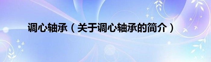 調心軸承（關于調心軸承的簡介）