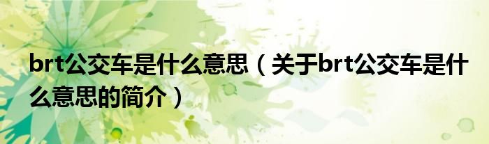 brt公交車是什么意思（關(guān)于brt公交車是什么意思的簡(jiǎn)介）