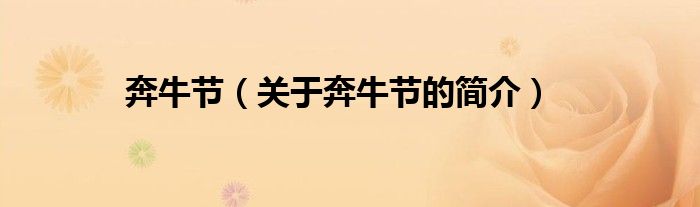 奔牛節(jié)（關(guān)于奔牛節(jié)的簡介）