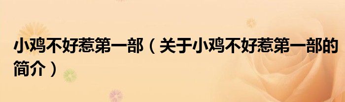 小雞不好惹第一部（關(guān)于小雞不好惹第一部的簡(jiǎn)介）
