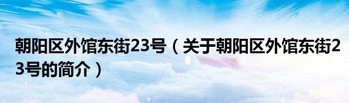 朝陽區(qū)外館東街23號（關于朝陽區(qū)外館東街23號的簡介）