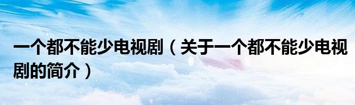 一個都不能少電視?。P(guān)于一個都不能少電視劇的簡介）
