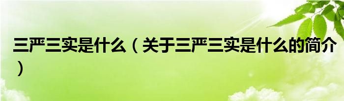三嚴三實是什么（關(guān)于三嚴三實是什么的簡介）
