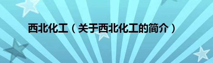 西北化工（關(guān)于西北化工的簡(jiǎn)介）