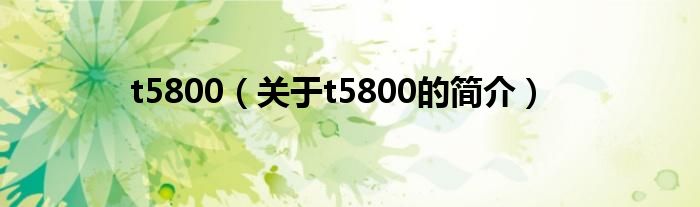 t5800（關(guān)于t5800的簡(jiǎn)介）