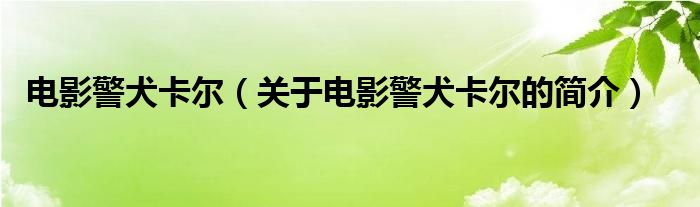 電影警犬卡爾（關(guān)于電影警犬卡爾的簡(jiǎn)介）