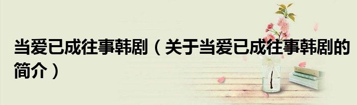 當(dāng)愛已成往事韓?。P(guān)于當(dāng)愛已成往事韓劇的簡(jiǎn)介）