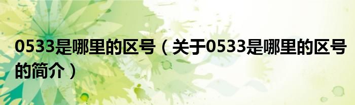 0533是哪里的區(qū)號(hào)（關(guān)于0533是哪里的區(qū)號(hào)的簡介）