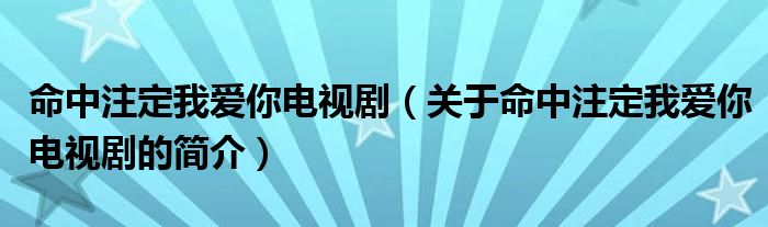 命中注定我愛(ài)你電視?。P(guān)于命中注定我愛(ài)你電視劇的簡(jiǎn)介）