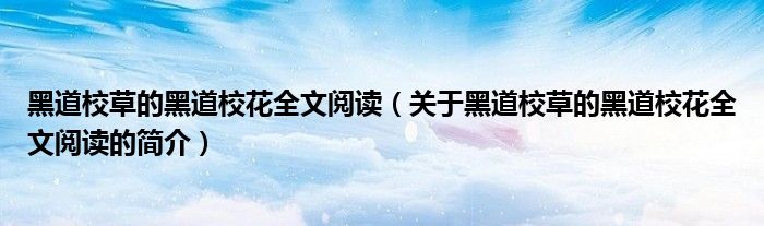 黑道校草的黑道?；ㄈ拈喿x（關(guān)于黑道校草的黑道?；ㄈ拈喿x的簡(jiǎn)介）