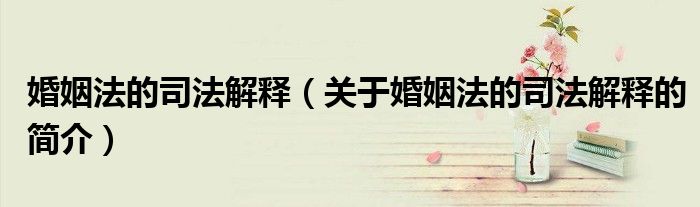 婚姻法的司法解釋?zhuān)P(guān)于婚姻法的司法解釋的簡(jiǎn)介）